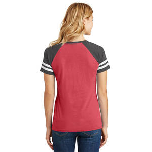 Camiseta personalizada de manga a rayas con cuello en V para mujer, Camisetas Básicas de algodón elástico suave - Product Image 2