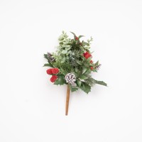 Guirlande murale élégante en forme de branche d'arbre de Noël synthétique de 30 cm avec pommes de pin enneigées et baies vertes traditionnelles