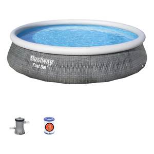 Piscina Desmontable de Ratán Gris (396x84cm) con Bomba para 3 Personas, Fácil de Instalar, 57376 Incluida - Product Image 2