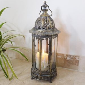 Meilleure qualité marocain Antique fini rond suspendu lanterne bougeoir en verre pour la maison Restaurants Festivals prix de gros - Product Image 2