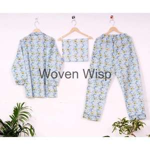 Custom Printed Indian Ethnic Cotton <b>Pajama</b> Set Comfortable Women's Sleepwear and Loungewear Sustainable Fashion Locally Made - Product Image 5