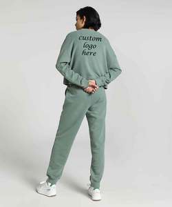 Sudaderas con capucha de algodón con estampado de pantalla personalizado para hombre, conjuntos de 2 piezas, chándal para correr, ropa de calle y pantalones, chándal para mujer - Product Image 4