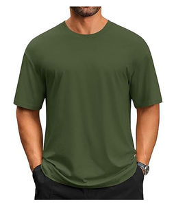 เสื้อยืดผู้ชายผ้าคอตตอน100% ระบายอากาศได้ดีน้ำหนักเบาแบบแห้งเร็วสไตล์คอเสื้อสีทึบลายฤดูร้อนบริการ OEM - Product Image 6