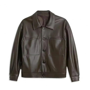 Personalizable de alta calidad de cuero genuino de los hombres de deporte chaqueta de invierno con cierre de cremallera y logotipo personalizado - Product Image 5