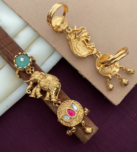Anillo Tradicional Indio, Diseño Único de Última Colección, Ideal para Bodas y Ocasiones Festivas, Hermoso Diseño Intrincado de Elefante - Product Image 1