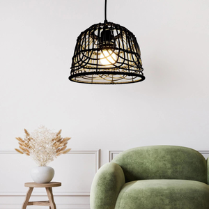 Handmade Black <b>Rattan</b> <b>Pendant</b> Light - Modern <b>pendant</b> light shade Home Decor - Product Image 2
