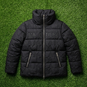Men Black <b>Quilted</b> Puffer <b>Jacket</b> High Collar Embossed <b>Pattern</b> Warm Zip Up Winter <b>Jacket</b> OEM ODM Wholesale - Product Image 5