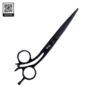 Matte Black Stainless Steel Offset Hair Cutting Scissors Ergonomic <b>Handle</b> Adjustable Tension Lightweight Barber Salon <b>Shears</b> - Product Image 2