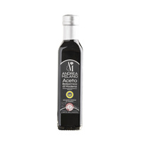 Vinaigre Balsamique Noir Biologique de Modène, Fabriqué en Italie, Acetificio Andrea Milano, 250ml, Bouteille en Verre Liquide pour Assaisonnements