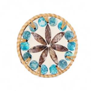 Sous-verre en nacre style bohème, tressé en rotin, fabriqué au Vietnam, pour table à manger et décoration intérieure, vente en gros à l'exportation - Product Image 1