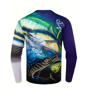 Chemises de pêche UV à manches longues grises personnalisées dernière conception maillot de sublimation de tournoi à séchage rapide motif solide respirant - Product Image 3