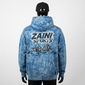 320GSM Premium Acid Wash <b>Hoodie</b> Soft Cotton Fleece <b>Blue</b> Tie Dye Stylish Chest Custom Print Logo Street Fashion basics <b>Hoodie</b> - Product Image 2