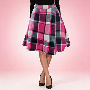 Hot sale on Temu 2026 Vibrant <b>Plaid</b> Flared A-Line Blend Midi <b>Skirt</b> for Office Weekend Brunch Casual Hangouts for Women - Product Image 3