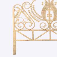 Meistverkauftes Antikes Pfauen-Rattan-Kopfteil Handgefertigtes Rattan-Bettkopfteil mit Wellendesign Großhandel für Schlafzimmermöbel