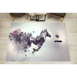 Tapis à imprimé zèbre réaliste : Décoration moderne pour salon, tapis fin non tissé - Product Image 1