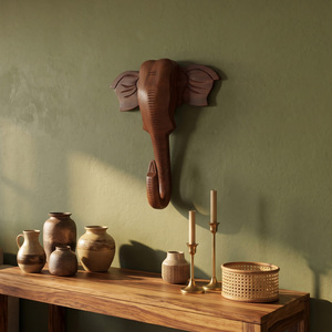Décoration murale en bois de sheesham sculptée à la main en forme de tête d'éléphant, décoration murale en bois d'éléphant faite à la main, décoration décorative pour la maison - Product Image 2