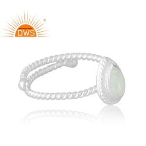 Venta caliente 925 Sterling Selling Natural Rainbow Moon Anillo de piedras preciosas Joyería personalizada para mujeres Regalo para ella - Product Image 4