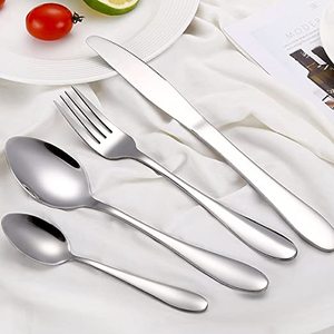 Ensemble de couverts en métal de luxe Accent avec finition argentée à poignée simple pour la maison et les hôtels ensembles de couverts de vaisselle de table - Product Image 1