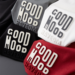 T-shirt unisexe en coton organique lourd de haute qualité pour hommes T-shirt imprimé en relief en 3D à épaules tombantes OEM - Product Image 6