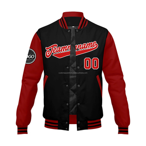 Blouson universitaire personnalisé à col montant, manches et corps en laine, broderie du logo – Coupe-vent, respirant, promotionnel pour homme, été - Product Image 2