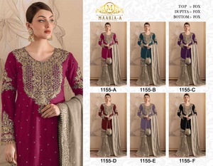 Superbe robe en georgette de renard lourd avec broderie avec intérieur Santoon lourd et terne pour les occasions spéciales - Product Image 4