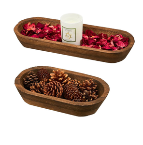 Bol à pâte en bois fait à la main Plateau en bois fait à la main Bol à bougie décoratif classique en bois grande taille - Product Image 1