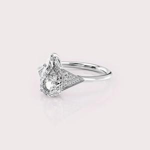 IGI Certified Pear Cut Lab Grown Diamond Engagement <b>Ring</b> Solid 925 Sterling Silver Pavé Side Stone Bridal <b>Ring</b> - Product Image 2