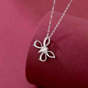 925 Sterling Silver 3x6mm Marquise 6x4mm Pear Blank Cup <b>Butterfly</b> Design Semi-Mount Pendant With CZ Setting For Gemstone Work - Product Image 1