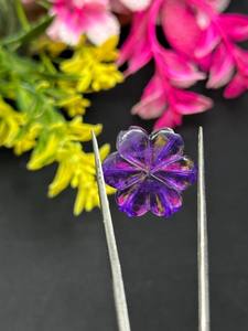 Impresionante piedra preciosa tallada a mano tamaño 10MM forma de flor amatista tallado piedra suelta Natural uso para hacer joyería - Product Image 4