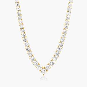 Moissanite Diamond Tennis Chain 4,5 MM Collar de corte redondo Chapado en oro amarillo Regalo personalizado para mujer en el día especial de compromiso - Product Image 3