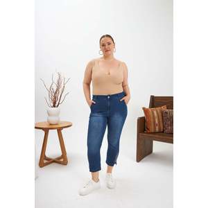 Pantalones Vaqueros de Talla Grande con Detalle de Piedras - Kim. Azul. - Product Image 5