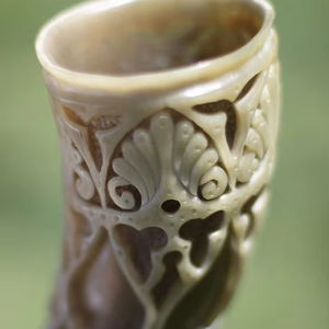 Corne à boire médiévale Viking faite à la main en corne véritable naturelle polie avec la meilleure qualité fabriquée par l'exportation de zone artisanale de l'Inde - Product Image 1