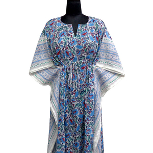 Caftan marocain confortable luxe longue taille main bloc imprimé doux voile de coton caftan vêtements de nuit au prix de gros - Product Image 5