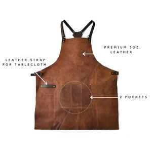 Manufacturer Wholesale Apron Cross Back Leather <b>Strap</b> Uniform Bartender Chef Baker Apron Tool Pocket Kitchen Cooking Apron - Product Image 6