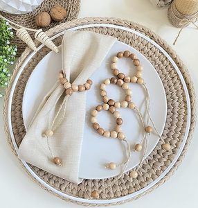 Rond de serviette en bois super luxe, décor de table de fête de mariage en forme vintage, rond de serviette exclusif, noël indien - Product Image 4