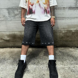 กางเกงยีนส์ขาสั้นสำหรับผู้ชายผ้าฝ้ายฟอกเข่าคู่แบบวินเทจแอซิดแบบ100% ออกแบบได้ตามต้องการ - Product Image 3