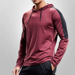 Sudaderas con capucha para hombre, Sudadera con capucha de manga larga elástica, Sudadera con capucha acanalada de punto para hombre, sudadera informal ajustada de manga larga para entrenamiento - Product Image 5