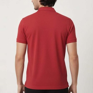Men's Red Short Sleeve Knitted Polo <b>Shirt</b> With Zipper <b>Collar</b> Casual Solid Color Style - Product Image 2