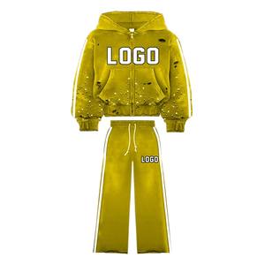 Survêtements d'hiver à capuche pour hommes, tendance, effet vieilli, avec décorations en strass scintillants, antibactériens et coupe-vent - Product Image 5