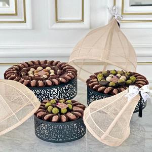 Bandeja Redonda de Metal para Servir Chocolate Islámico, Diseño de Diseñador, para Decoración de Bodas, 24 Piezas - Product Image 1