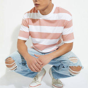 Vente en gros 100% T-shirts en coton pour hommes Couleurs unies T-shirts décontractés de taille personnalisée Tissu tricoté - Product Image 2