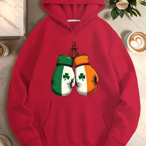 Sudadera con Capucha Casual para Mujer, con Estampado de la Bandera Irlandesa, 100% Poliéster, Sudadera Gruesa de Forro Polar y Cuello Redondo - Product Image 4