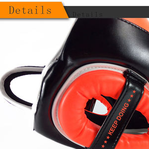 Protector de cabeza de boxeo profesional de alta calidad, equipo de cuero genuino con impresión de logotipo personalizado para entrenamiento y protección - Product Image 2