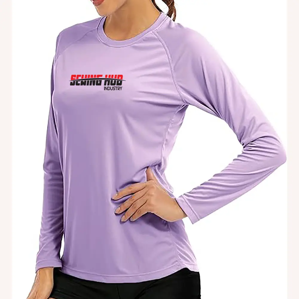 Ropa de gimnasio gris púrpura, camisetas de Yoga de manga larga, venta al por mayor, Camiseta deportiva de entrenamiento para niñas, Camiseta deportiva para mujer, ropa deportiva para mujer