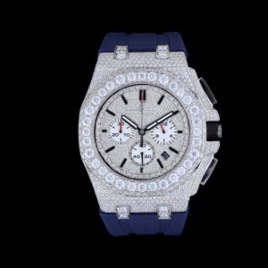 Reloj Unisex de Acero Inoxidable con Movimiento de Cuarzo, Esfera de Cristal y Diamantes de Imitación VVS Moissanite de Corte Redondo, Estilo Hip Hop para Hombre - Product Image 1