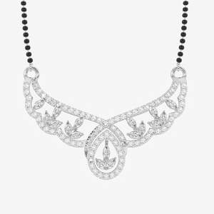 Colliers pour femmes en or 14 carats avec mangalsutra et diamants de laboratoire ronds et marquise - Product Image 4