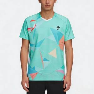 T-shirts de badminton tendance à imprimé géométrique, séchage rapide, confortables, maillots de badminton, uniformes de badminton pour l'entraînement et la compétition - Product Image 1
