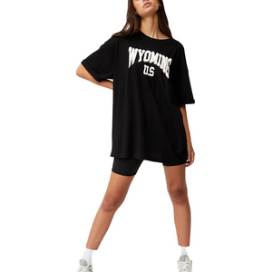 T-shirt en jersey surdimensionné 100% coton pour femmes Impression personnalisée Logo Plus Size Casual Leisure Style Simple Blank Design for Button - Product Image 2