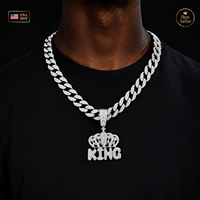 Collier pendentif couronne de roi plaqué or/argent, style hip-hop, avec strass, en alliage de zinc, chaîne cubaine pour hommes et femmes