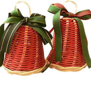 Eye Catching Top Selected Natural Rattan Bell are hanging Christmas Tree Christmas Ornaments For Gifts and Holidays